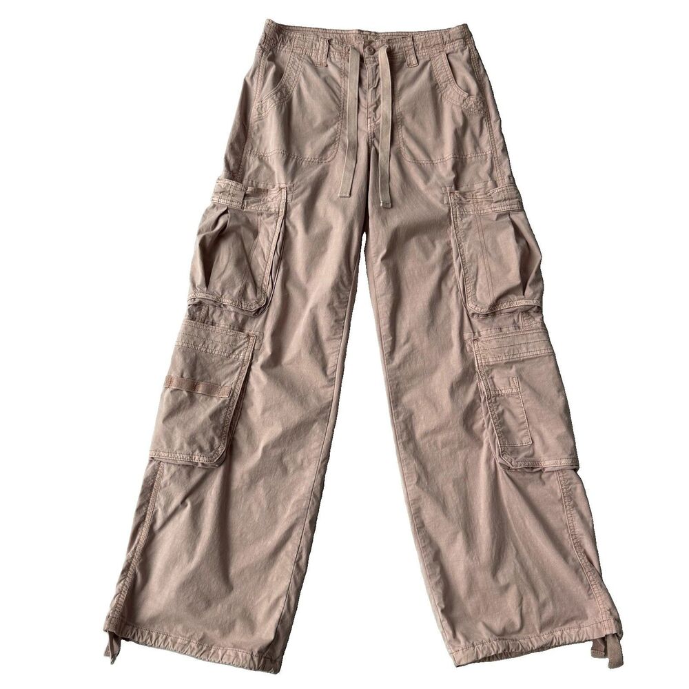 American Eagle Y2K Cargo Pants Womens 4 Long Pink Wide Leg Utility Joggers
